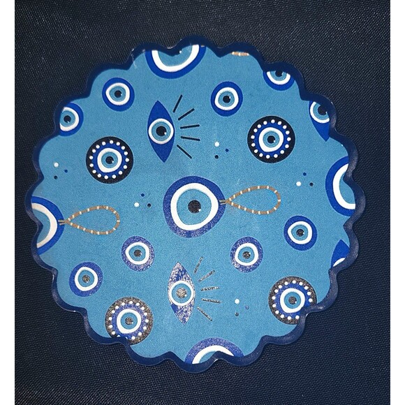 New Evil Eye Tile Coaster Set. Protection home decor - Picture 2 of 3